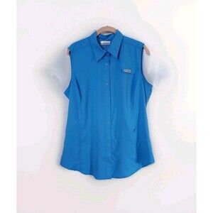 Columbia PFG Womens Tamiami Sleeveless Blue Shirt Vented Size XL